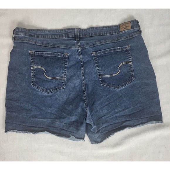 Women's Levi's Strauss Mid-Rise Cut Off Shorts-Dark Denim sz 22-W36" Distressed - Picture 4 of 7